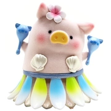 图片 2021  罐頭豬．LuLu  陽光派對 草裙舞(藍)